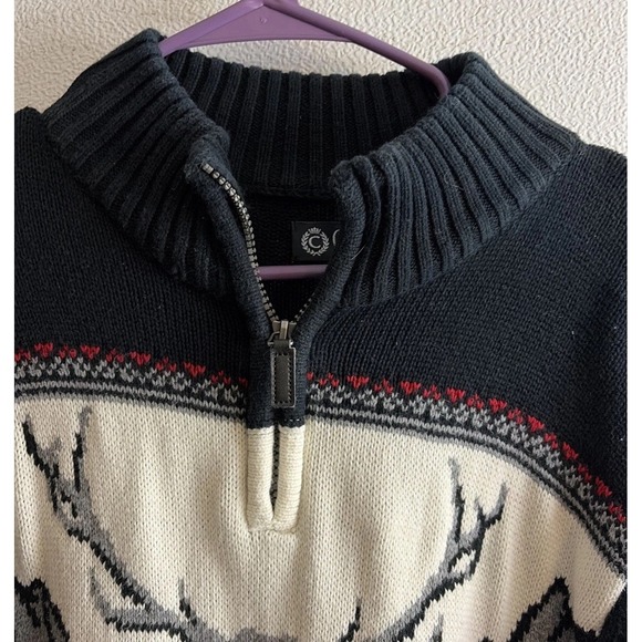 CHAPS Knit Sweater Winter Elk Mountains 1/4 Zip Sz XLGrandpa Core Cabin - Picture 4 of 7